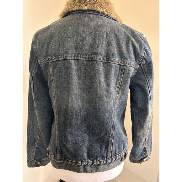 Gap Denim Jean Jacket Sherpa Lined Women’s XSmall Button Front Short Jacket - Picture 2 of 6